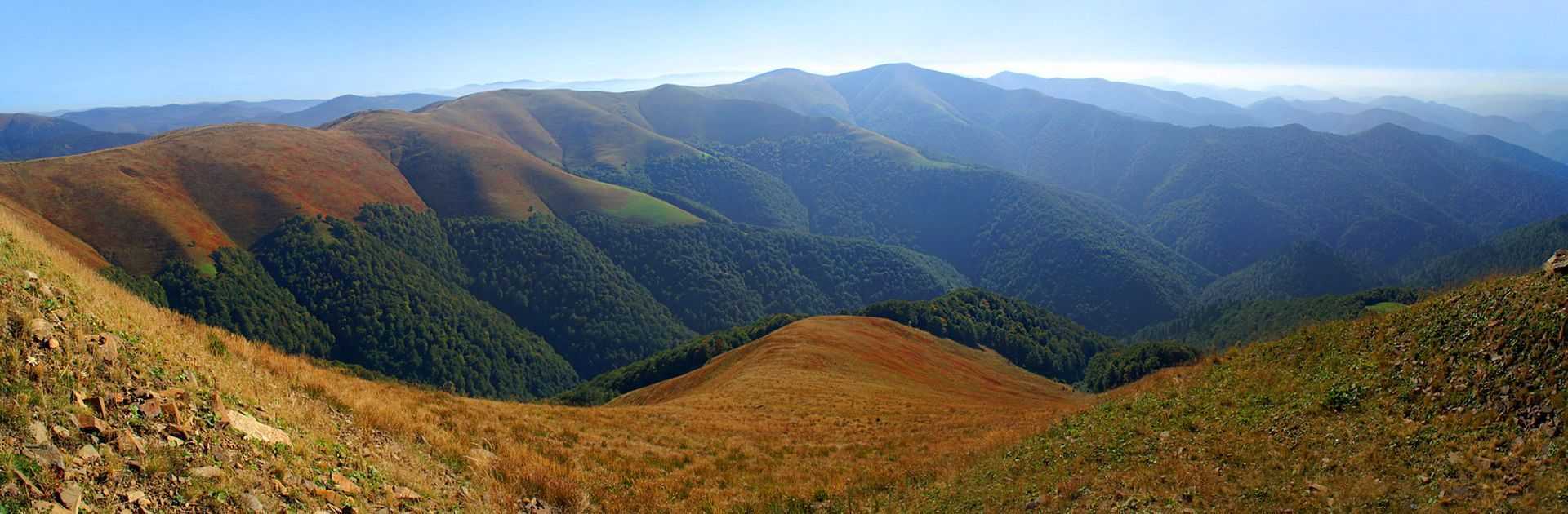 Панорама на полонину Красна із гори Топас