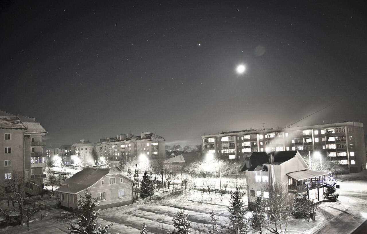 пгт Богородчаны, зимняя ночь