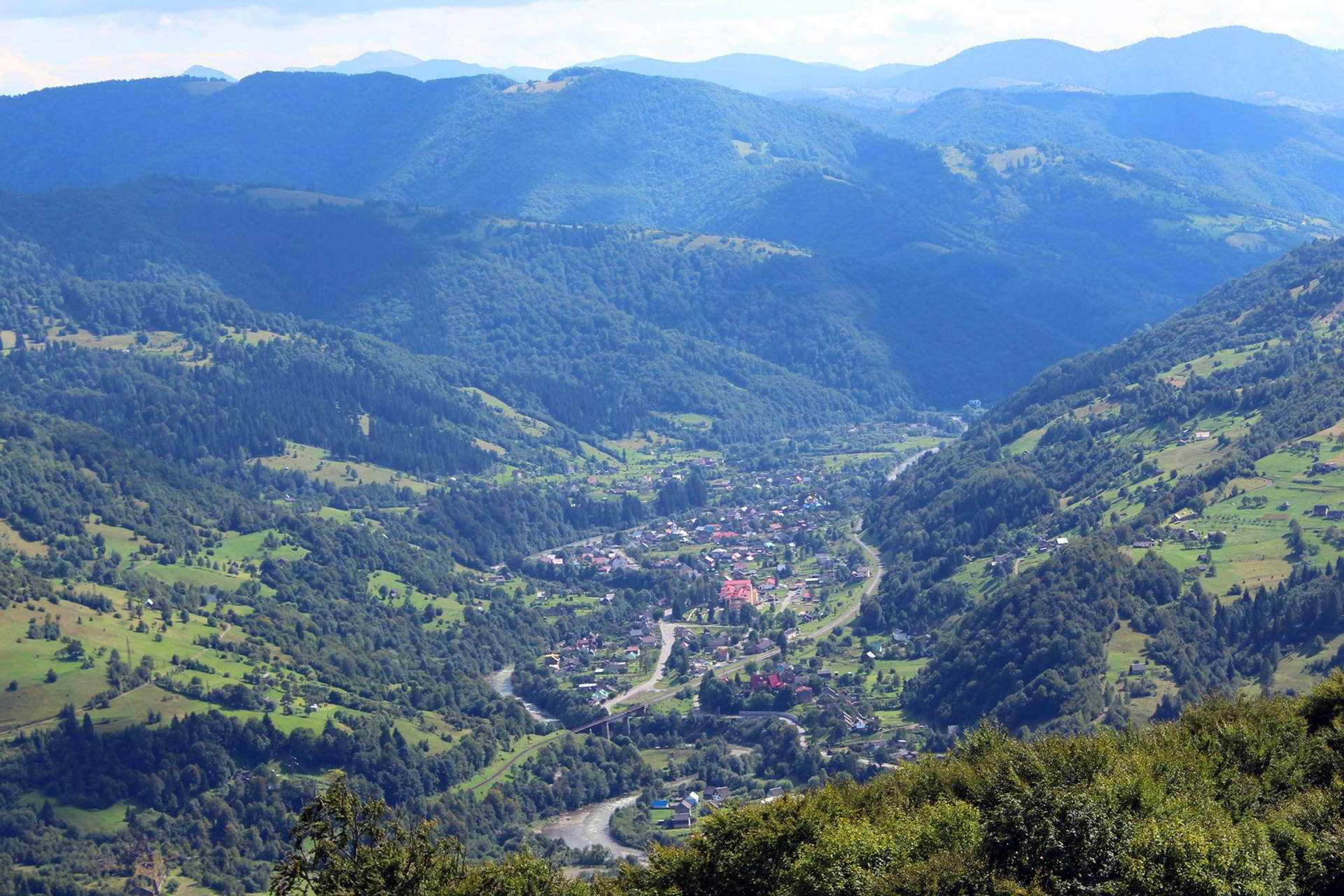 Вид на Квасы с высоты птичьего полета Панорама квасов с высоты птичьего полета