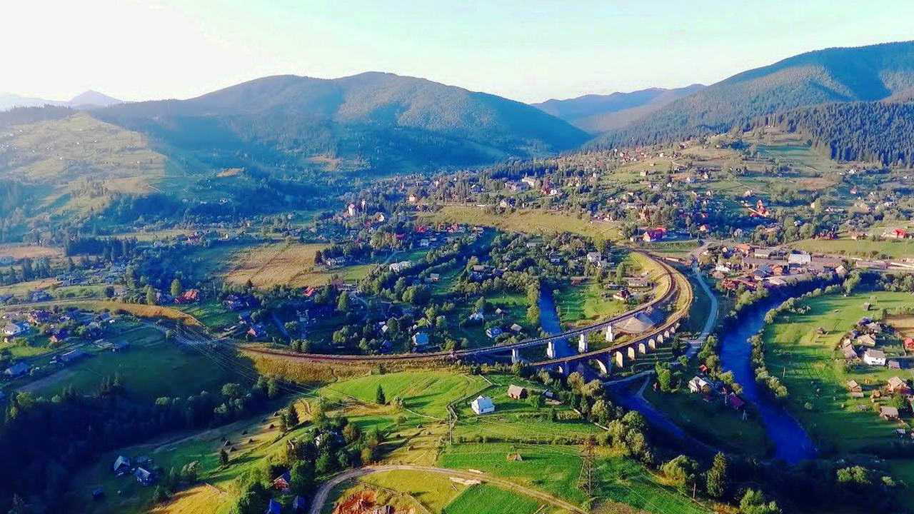 Панорама Ворохты с высоты птичьего полета