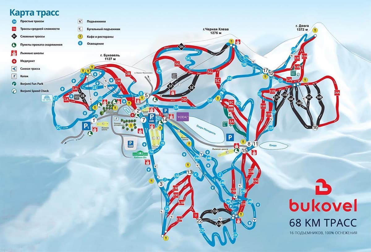 Карта трас в Буковелі